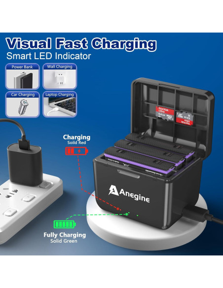 Batería Anegine X4 2500mAh y Cargador Rápido 3 Canales para Insta360 X4