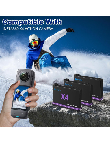 Batería Anegine X4 2500mAh y Cargador Rápido 3 Canales para Insta360 X4