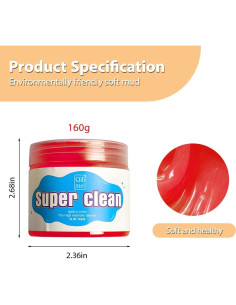 Gel de Limpieza de Autos FALVFUN Rojo Reutilizable 160g 2