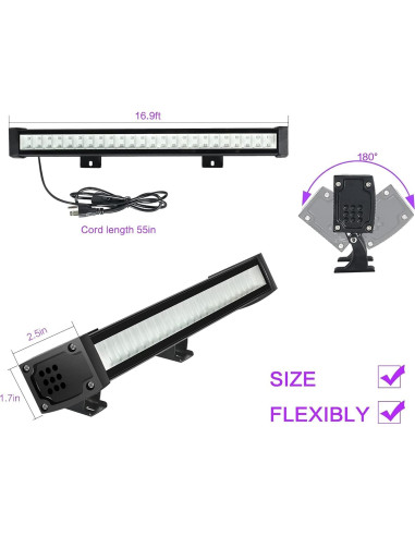 Paquete de 4 Barras de Luz Negra LED FAISHILAN IP65 42.93cm