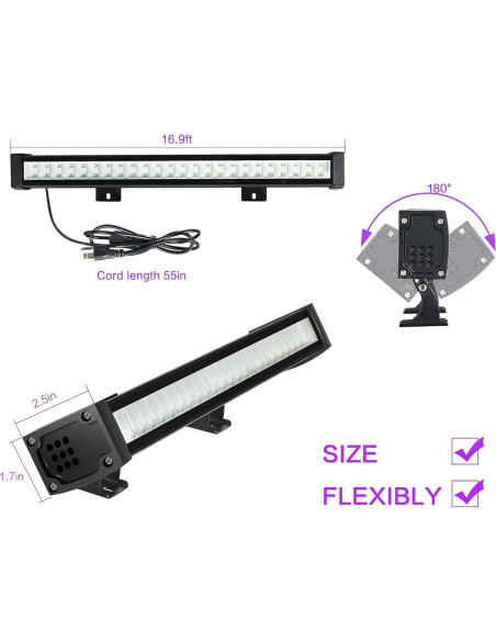 Paquete de 4 Barras de Luz Negra LED FAISHILAN IP65 42.93cm