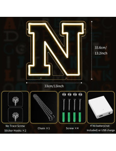 Luz Decorativa Neon Letra N 33.5 cm LED MissAudrey 2