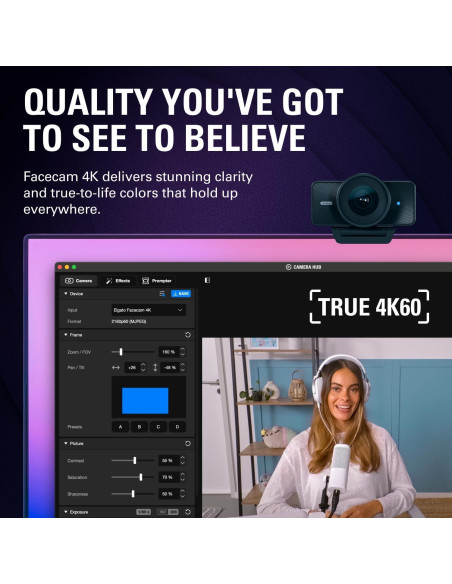 Webcam 4K Elgato Facecam 4K60 - Ultra HD, USB-C, HDR