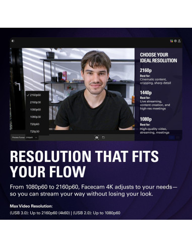 Webcam 4K Elgato Facecam 4K60 - Ultra HD, USB-C, HDR