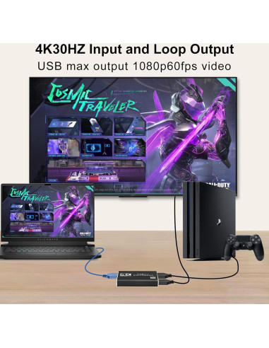 Capturadora de Video 4K Genérico HDMI 1080p 60fps Streaming