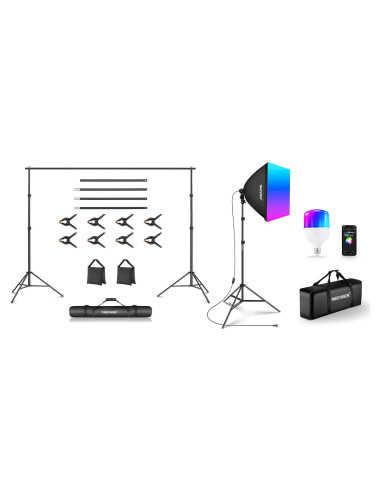 Kit de Iluminación Softbox RGB NEEWER 26W con Soporte 3x2m