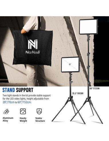 Kit de Iluminación Fotográfica NiceVeedi 22W LED 2900-7000K
