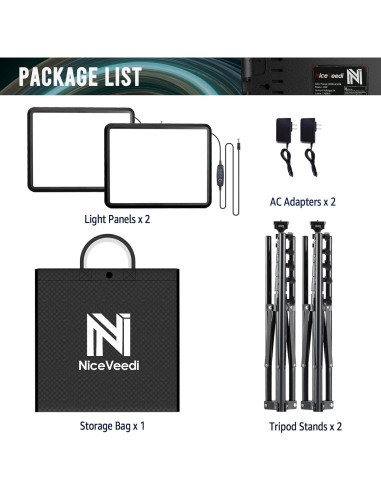 Kit de Iluminación Fotográfica NiceVeedi 22W LED 2900-7000K