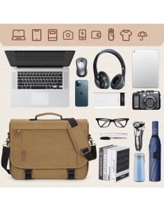 Bolsa Mensajera RAINSMORE Caqui para Laptop 17 Pulgadas Impermeable 2