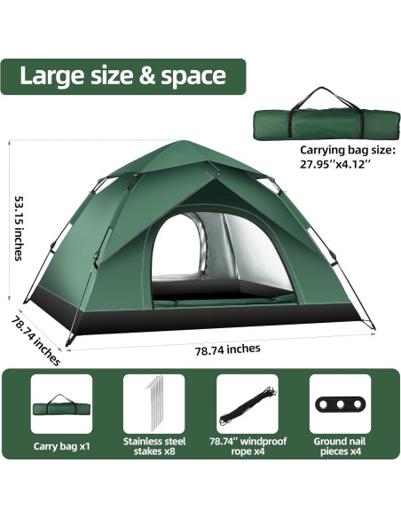 Tienda de Camping Toncoke TCCTGR026 para 2 Personas, Impermeable