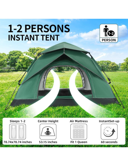 Tienda de Camping Toncoke TCCTGR026 para 2 Personas, Impermeable