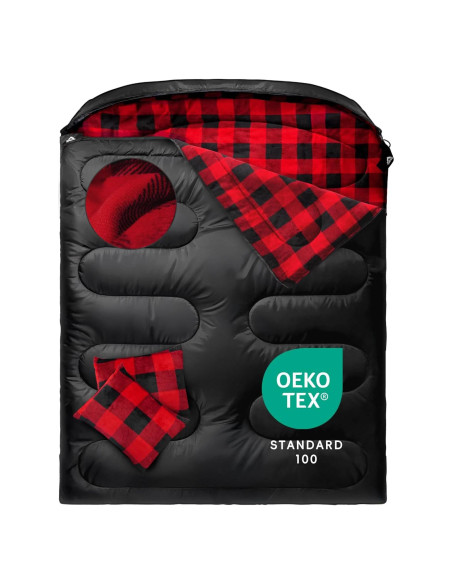 Saco de Dormir Doble MEREZA Franela XL 220x150 cm para Camping