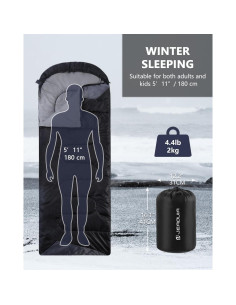 Saco de Dormir JEAOUIA XL Ligero Impermeable 1 Persona 2