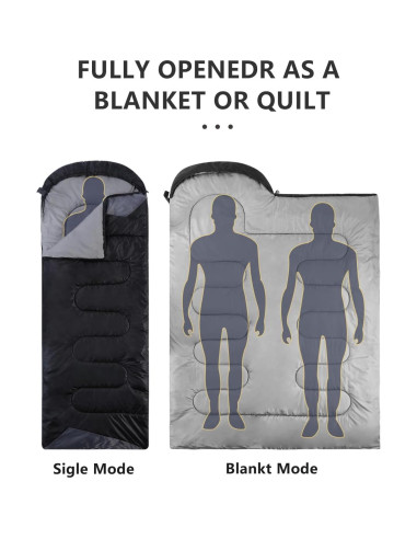 Saco de Dormir JEAOUIA XL Ligero Impermeable 1 Persona