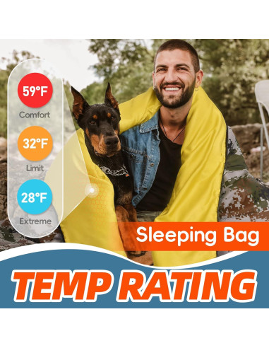 Saco de Dormir MEREZA XL Camuflado para Climas Fríos y Cálidos