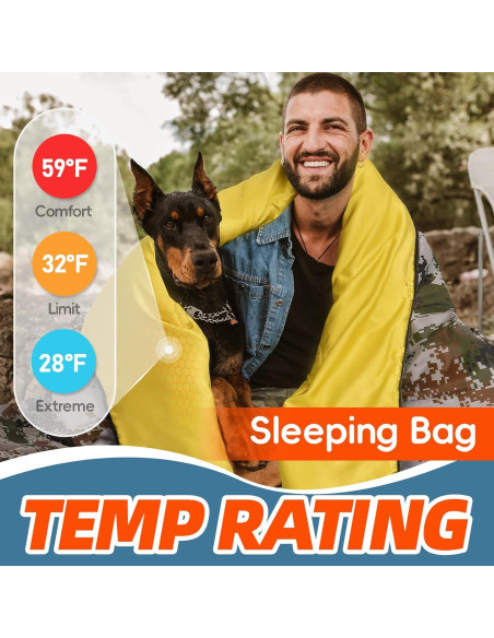 Saco de Dormir MEREZA XL Camuflado para Climas Fríos y Cálidos