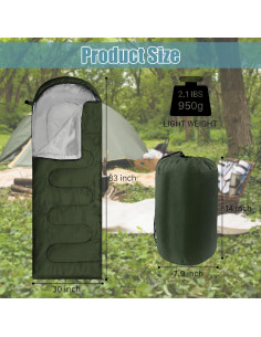 12 Sacos de Dormir Ayearparty para Camping 210x75cm Impermeables 2