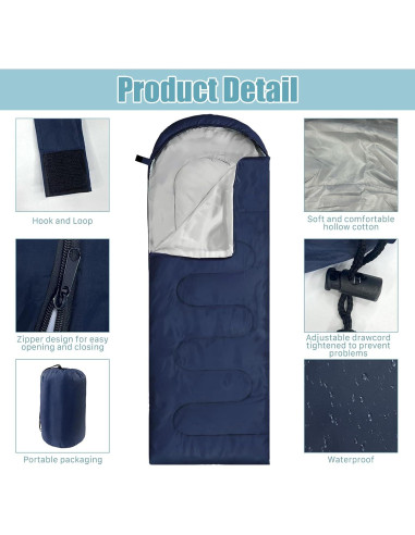 12 Sacos de Dormir Ayearparty para Camping 210x75cm Impermeables
