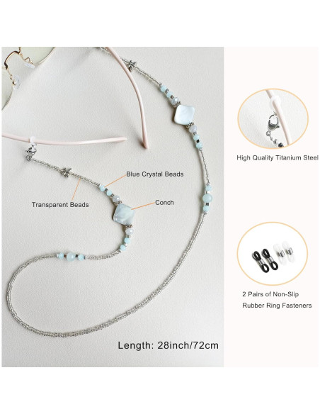 Cadena de Gafas Bead YN01 para Mujeres - Antideslizante Azul