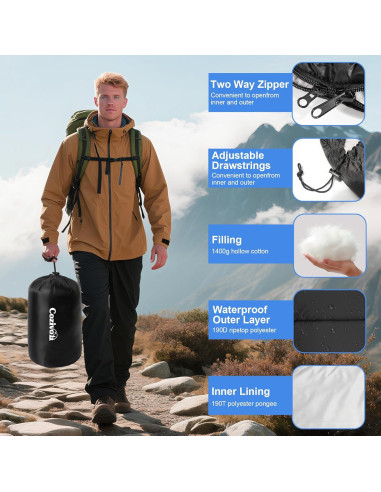 Saco de Dormir Cozivo Ajustable 3 Estaciones 220x82.5cm