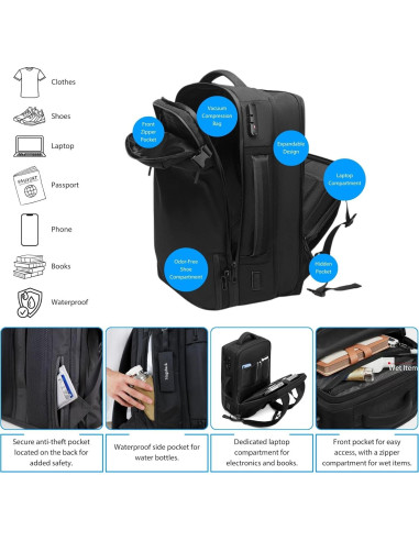 Mochila de Viaje Megaback 70L Expandible Impermeable con Bomba