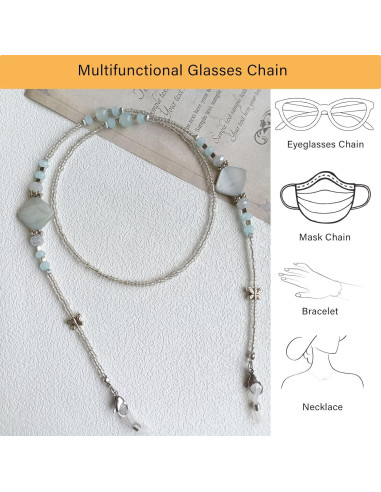 Cadena de Gafas Bead YN01 para Mujeres - Antideslizante Azul