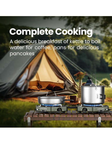 Estufa de Camping Plegable COFIYARD 2 Quemadores Propano Verde