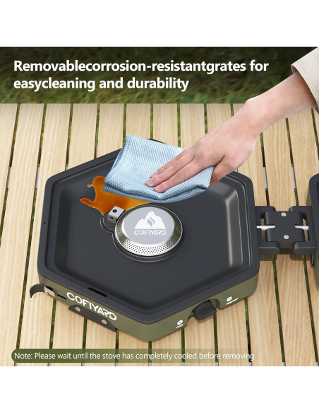 Estufa de Camping Plegable COFIYARD 2 Quemadores Propano Verde