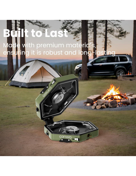 Estufa de Camping Plegable COFIYARD 2 Quemadores Propano Verde