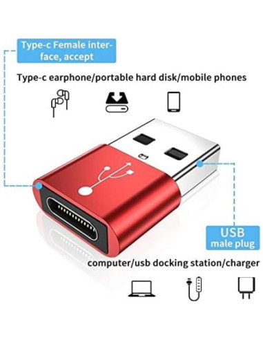 Adaptador BoxWave USB-A a C para Linterna Energizer Vision - Paquete de 5