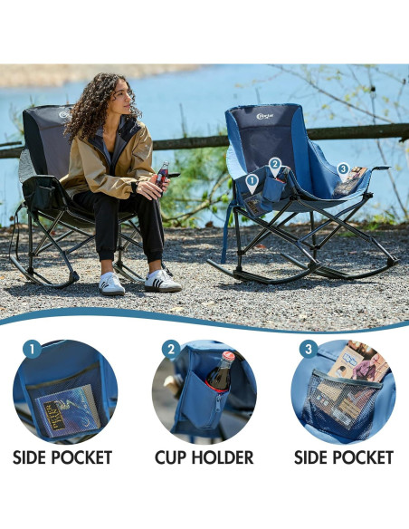 Silla de Camping Plegable Portal Rocking Azul 159 kg