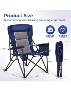 Silla de Camping Plegable ALPHA CAMP Azul Marino 227kg 2