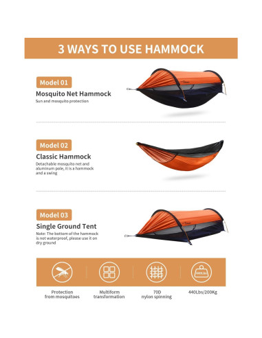 Hamaca de Camping Travel Bird Extra Grande 2 Personas con Red Antimosquitos