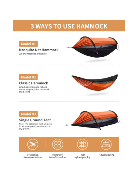 Hamaca de Camping Travel Bird Extra Grande 2 Personas con Red Antimosquitos