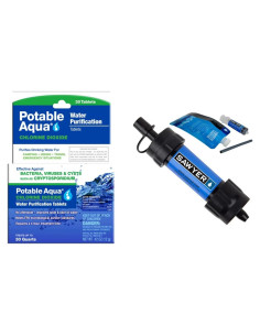 Tabletas Purificadoras Potable Aqua + Filtro Sawyer MINI 30 Unidades