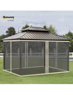 Malla Lateral de Reemplazo Outsunny 3.35m x 2.07m Beige 2