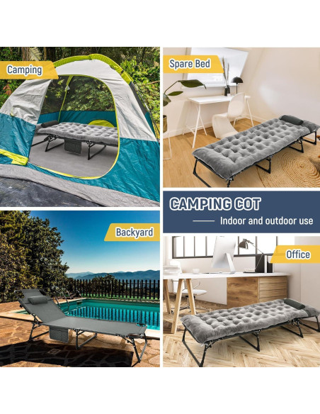 Cama de Camping Plegable con Colchón 10 cm - Soporta 408 kg Cama de Camping Plegable con Colchón 10 cm - Soporta 408 kg