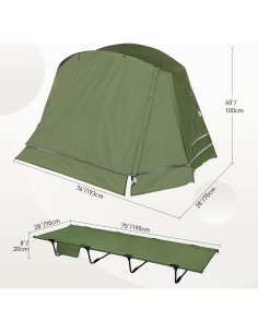 Cama de Camping Plegable REDCAMP con Tienda para 1 Persona 190x70cm 2