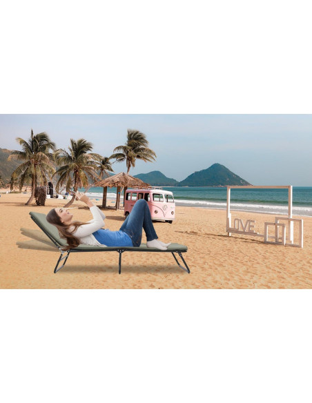 Cama Plegable para Camping ESPIDOO Ajustable 5 Ángulos Tela Oxford