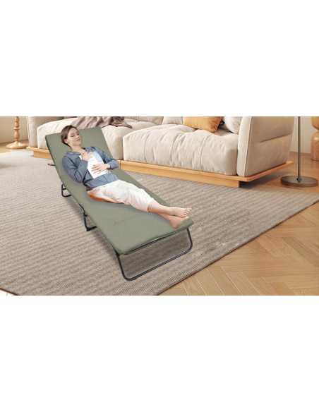 Cama Plegable para Camping ESPIDOO Ajustable 5 Ángulos Tela Oxford