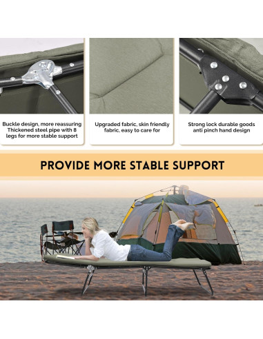 Cama Plegable para Camping ESPIDOO Ajustable 5 Ángulos Tela Oxford