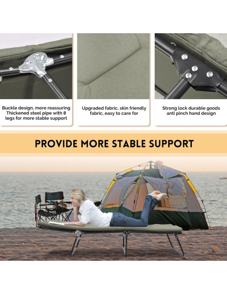 Cama Plegable para Camping ESPIDOO Ajustable 5 Ángulos Tela Oxford