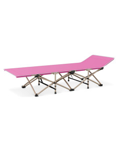Cama Plegable MoNiBloom Rosa para Camping, Soporta 163 kg