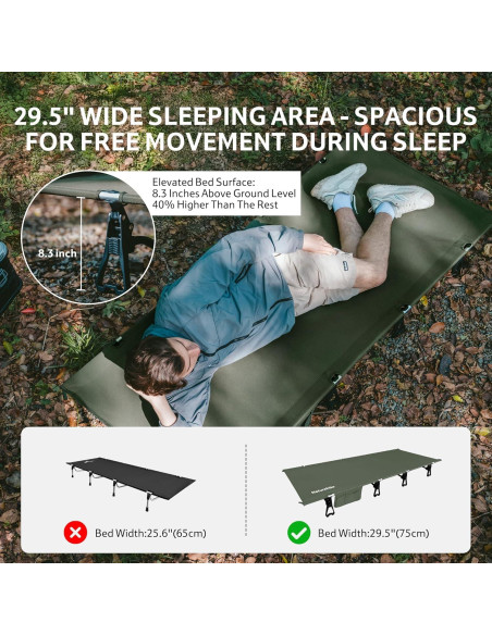 Cama de Camping Plegable Naturehike GREENWILD 75cm Ancho