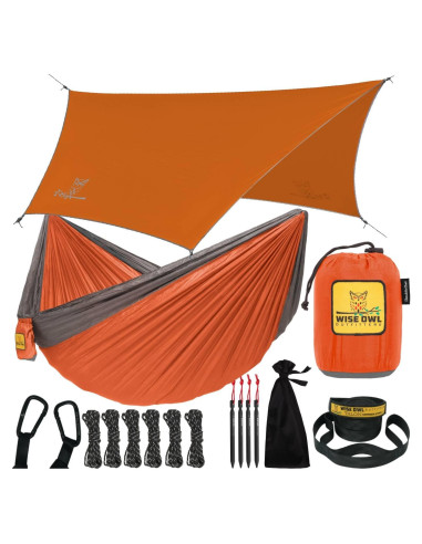 Hamaca y Lona de Lluvia Wise Owl Outfitters Naranja 2.74m