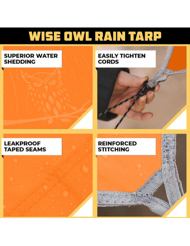 Hamaca y Lona de Lluvia Wise Owl Outfitters Naranja 2.74m