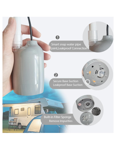 Ducha portátil Iron Hammer 12V alta presión USB-C camping