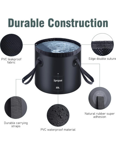 Ducha de Camping Portátil Spopal 10000mAh con Cubo 20L