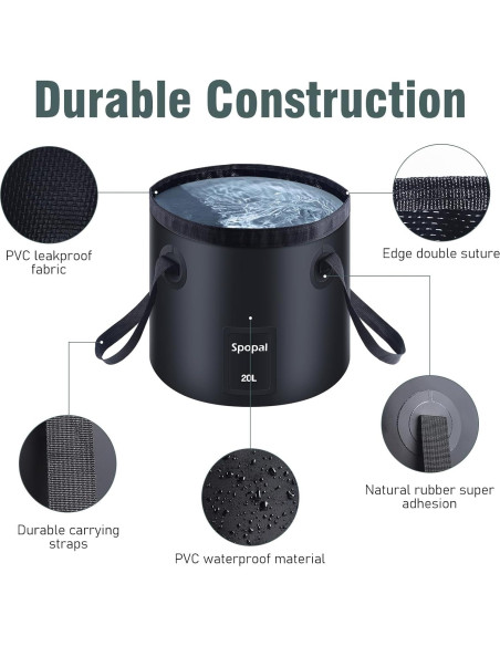 Ducha de Camping Portátil Spopal 10000mAh con Cubo 20L Ducha de Camping Portátil Spopal 10000mAh con Cubo 20L