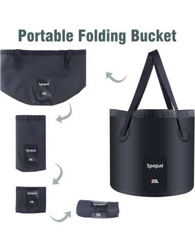 Ducha de Camping Portátil Spopal 10000mAh con Cubo 20L